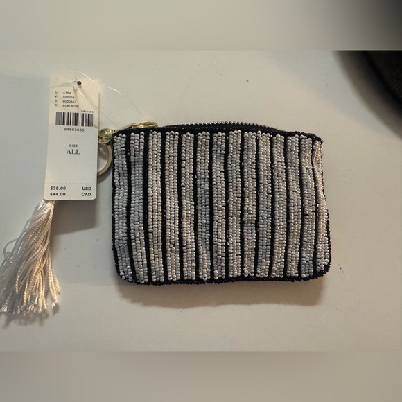 Anthropologie Black and White Beaded Wristlet - Picture 3 of 7